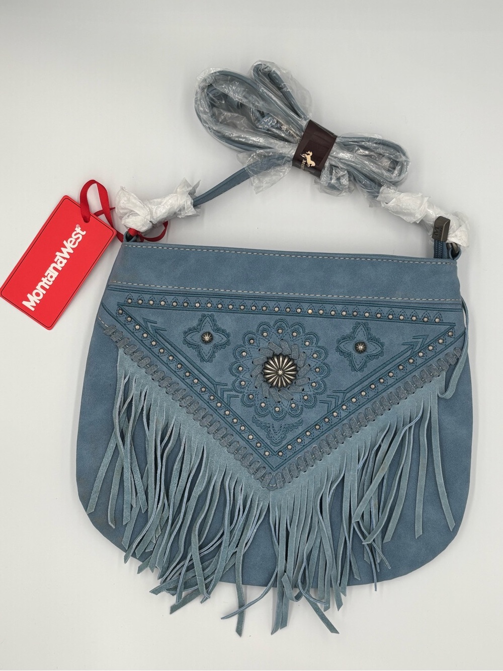 NWT Montana West Fringed Handbag Crossbody Concho Accent
